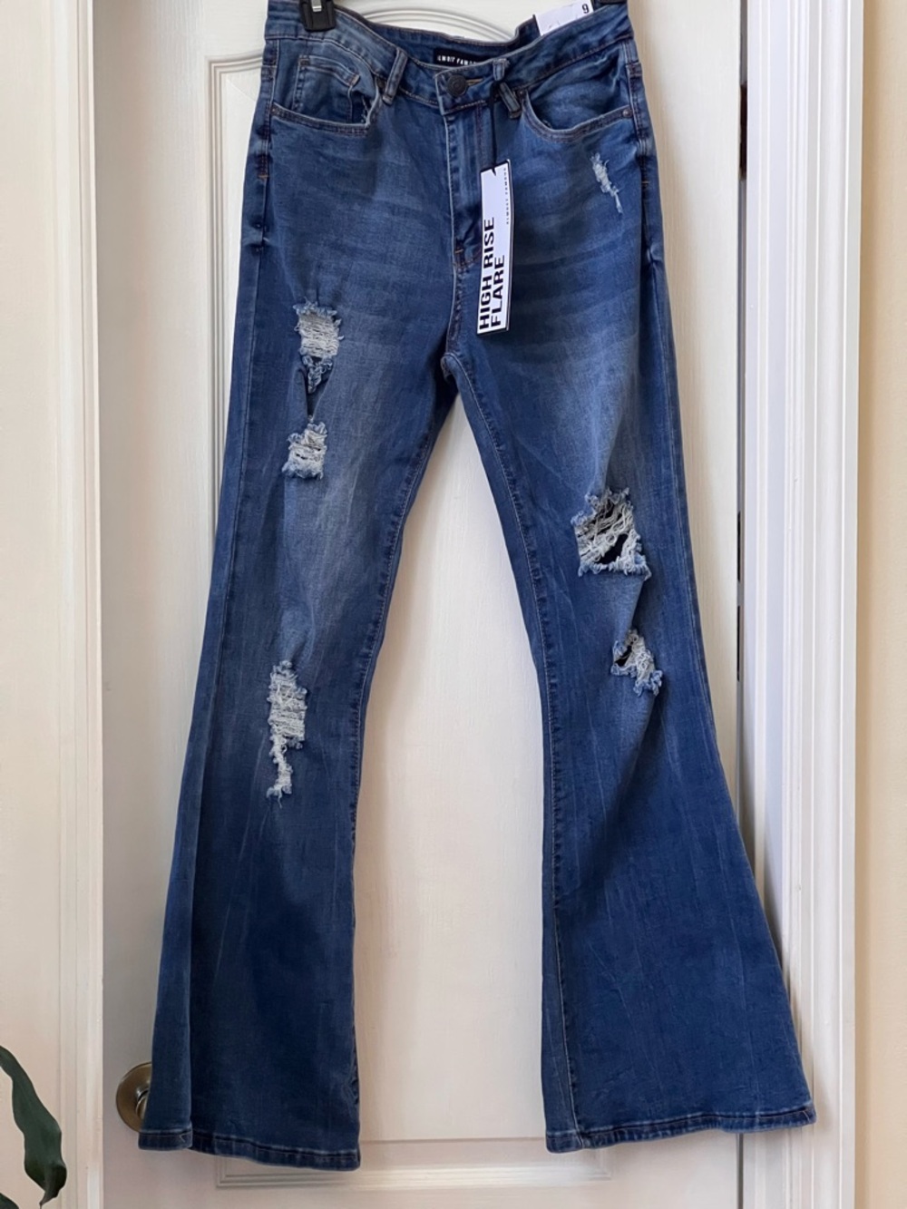 Almost Famous Dark Blue Distressed Flare Jeans